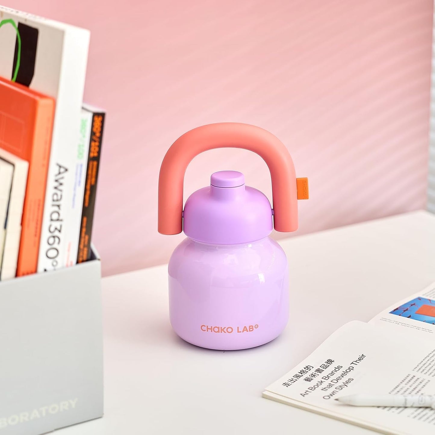 CHAKOLAB – LINLIN Termo 33 oz con Popote, Asa y Doble Aislamiento