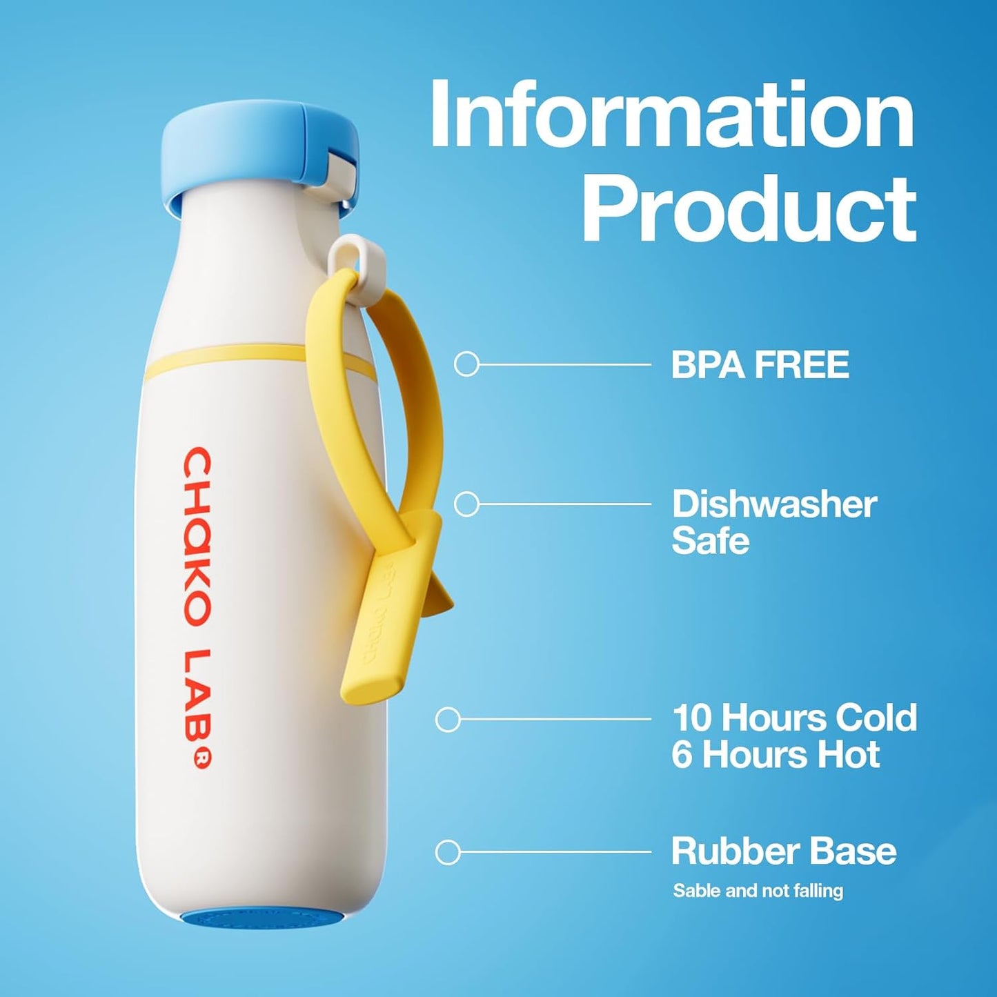 CHAKOLAB Botella Compacta con Pajilla – 17 oz | Doble Asa & Estilo Portátil