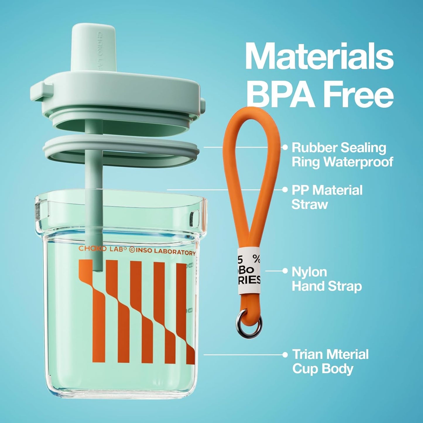 CHAKOLAB Botella Plana con Popote – 24 oz | Estilo Compacto y Antifugas