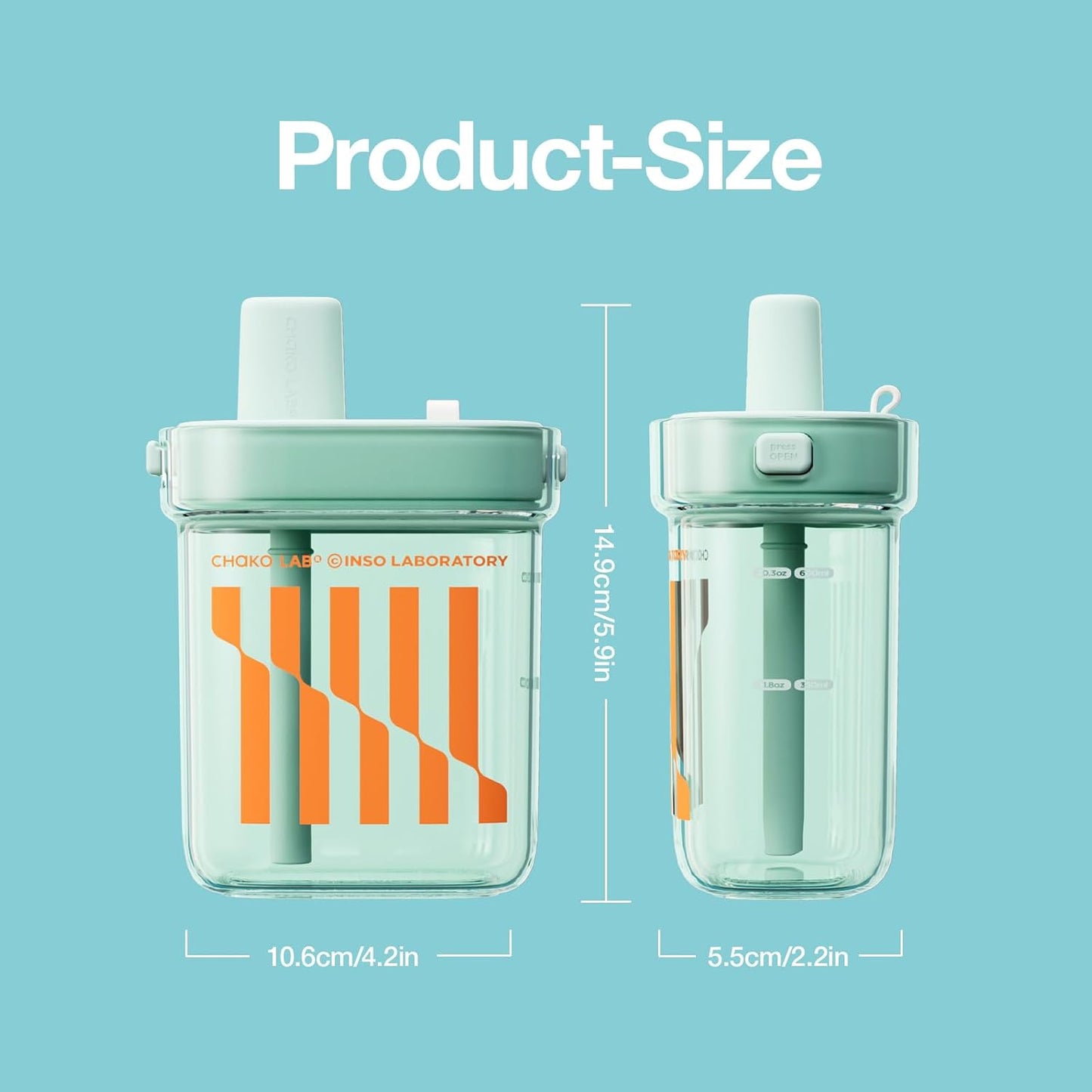 CHAKOLAB Botella Plana con Popote – 24 oz | Estilo Compacto y Antifugas