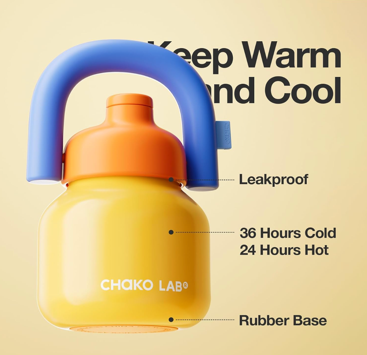 CHAKOLAB – LINLIN Termo 33 oz con Popote, Asa y Doble Aislamiento