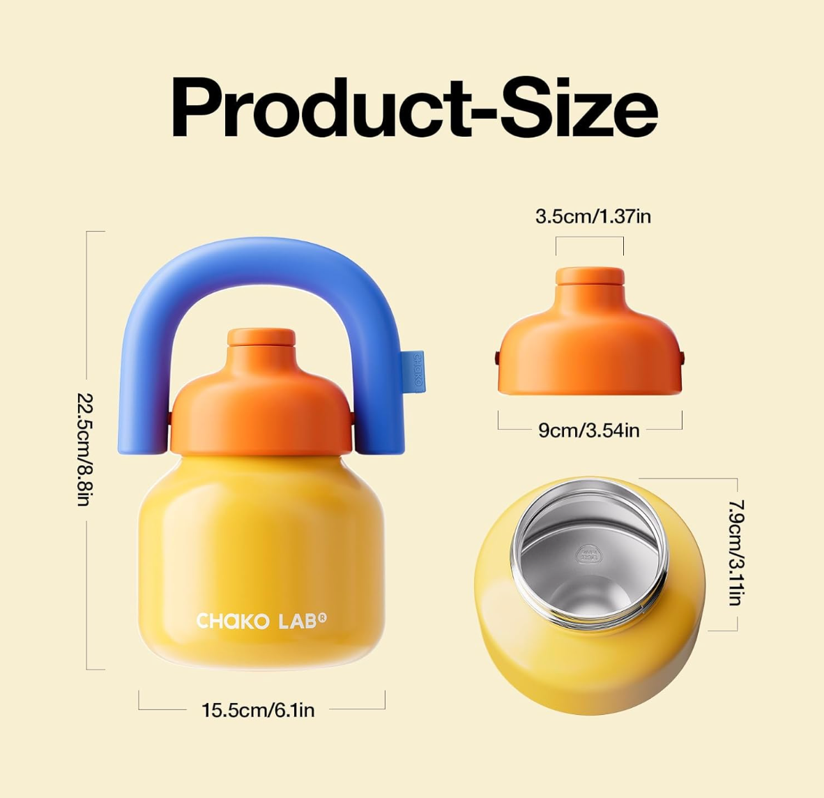 CHAKOLAB – LINLIN Termo 33 oz con Popote, Asa y Doble Aislamiento