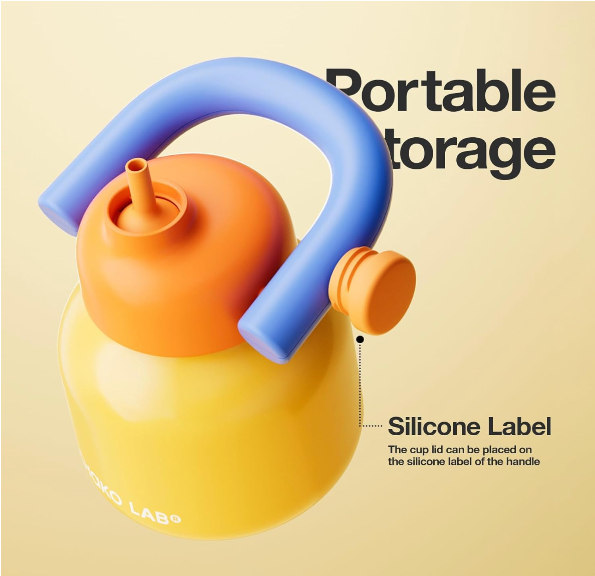 CHAKOLAB – LINLIN Termo 33 oz con Popote, Asa y Doble Aislamiento