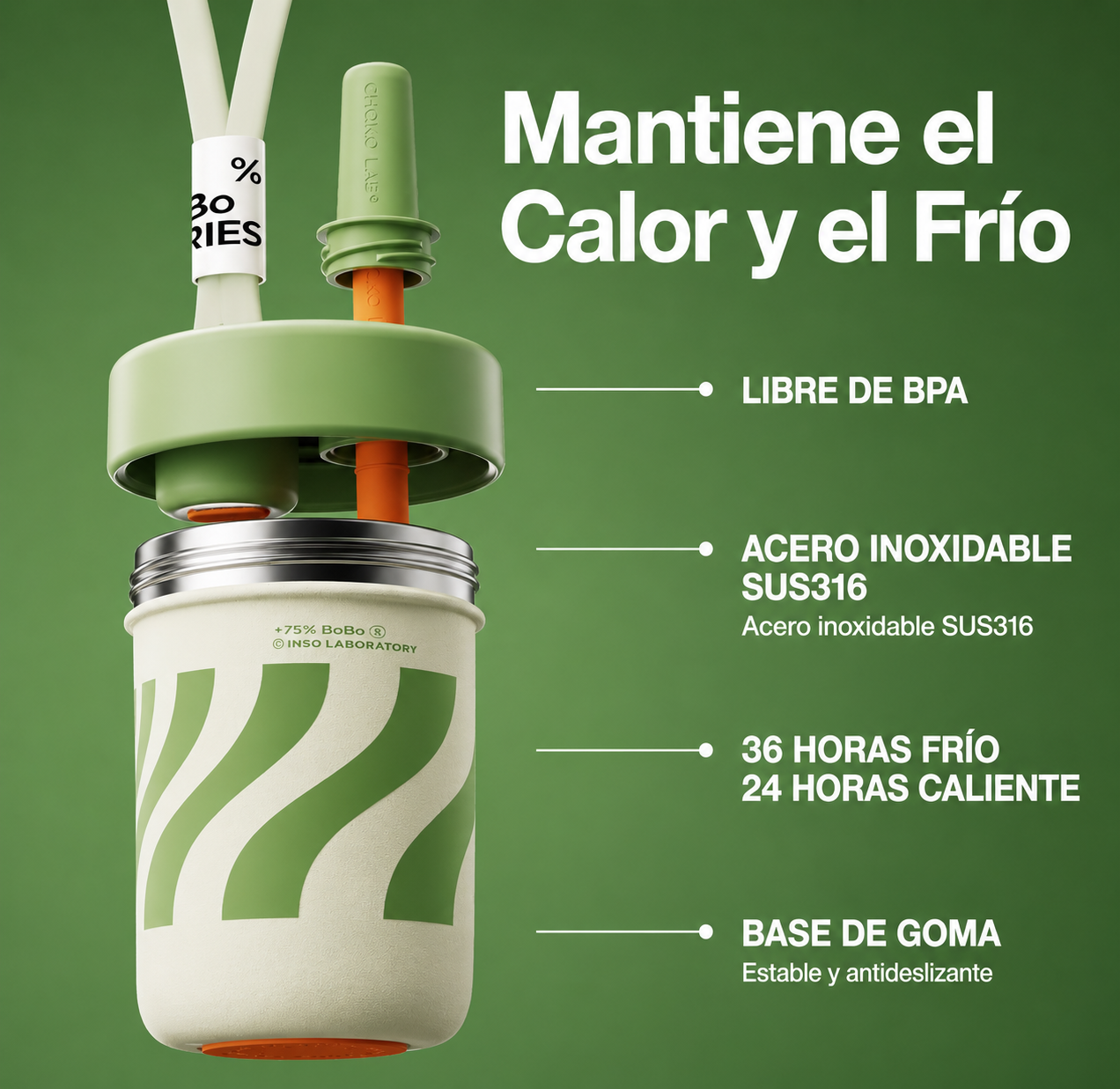 BOBO Vacuum CuP con interior en cerámica 470ML