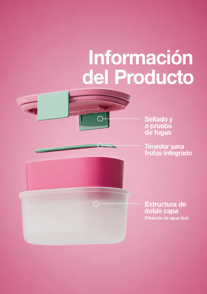 LunchBox Hermética ChakoLab™ 21 oz con Filtro y Tenedor Integrado