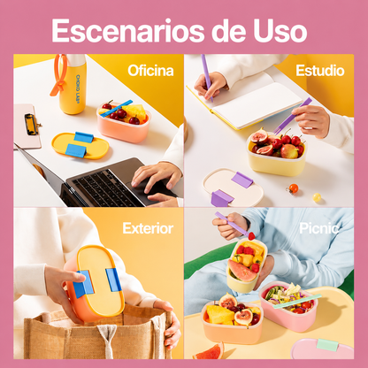 LunchBox Hermética ChakoLab™ 21 oz con Filtro y Tenedor Integrado